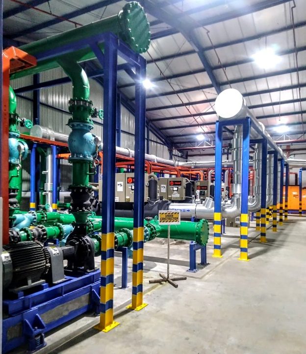 Chiller plant piping at Bentoel BAT factory